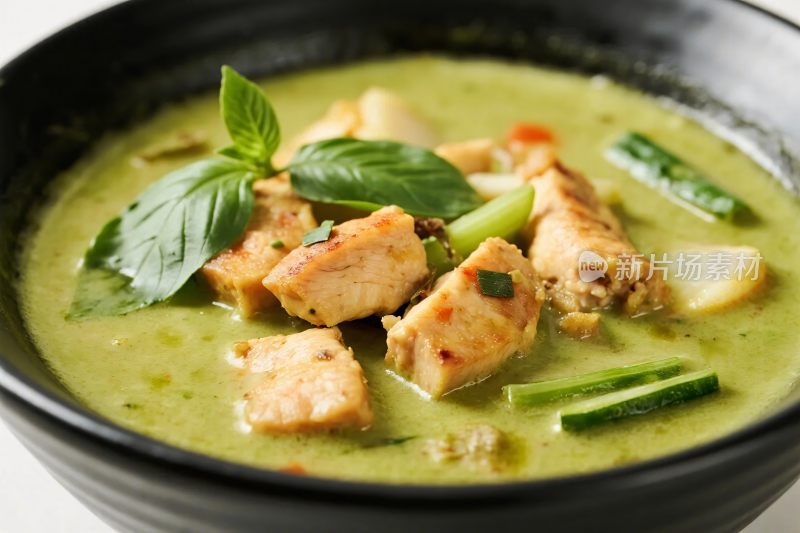 绿色咖喱美食照片