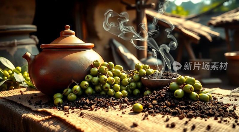 新片场素材 烧制茶叶