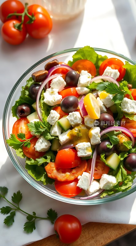 清新蔬菜沙拉色彩缤纷健康美味！