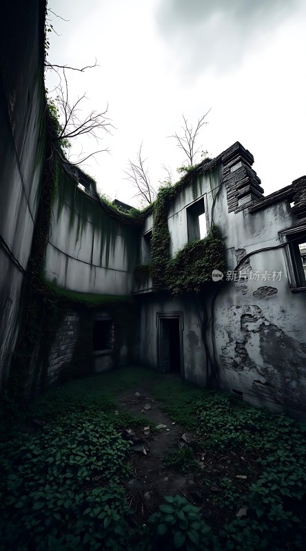 废弃建筑中的绿色生机