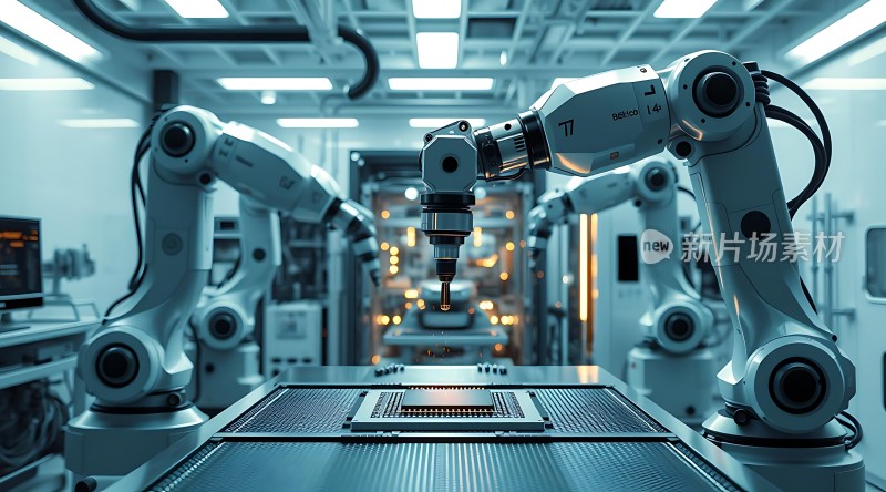 智能机器人协作生产科技感十足
