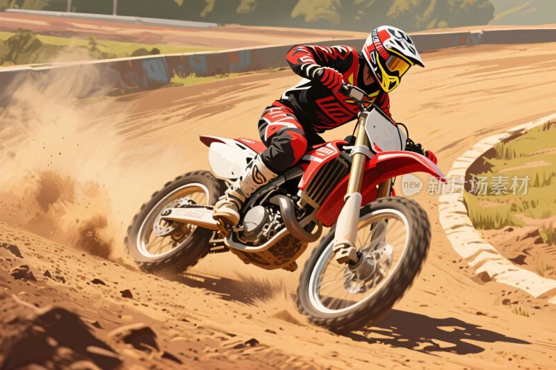 摩托车手赛道飞驰瞬间