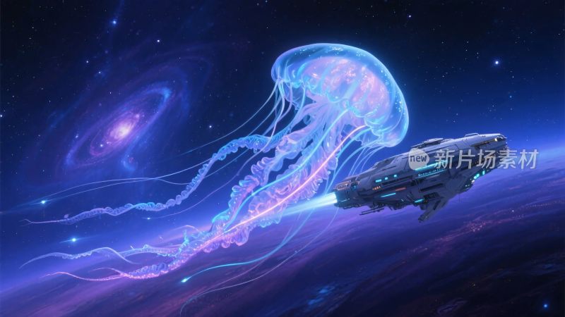 科幻水母与飞船