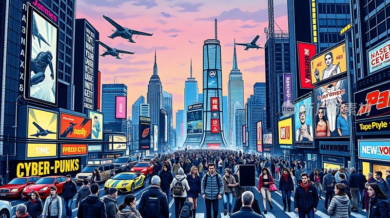 赛博朋克时代未来都市的繁华与喧嚣