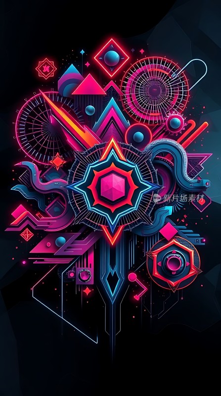 霓虹幻境几何与色彩的碰撞
