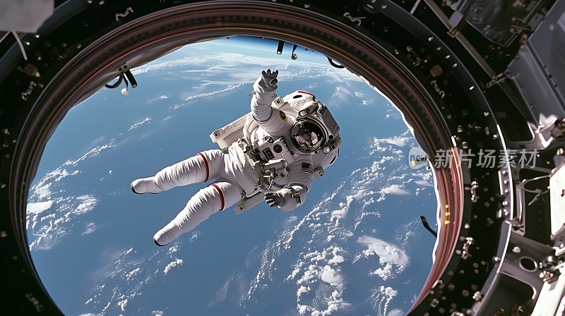 宇航员太空行走地球美景
