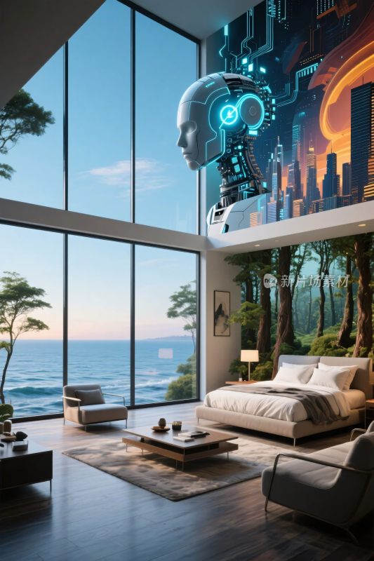 现代豪宅未来感壁画