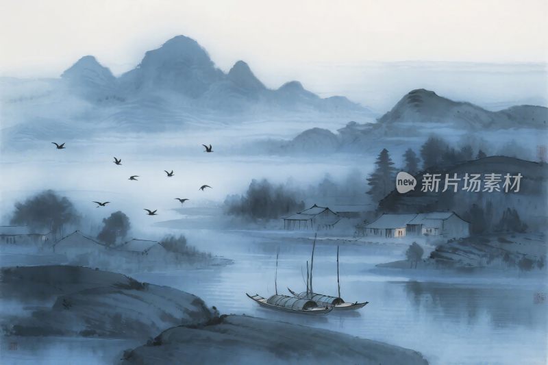 水墨山水风景图