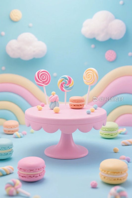 梦幻甜点插画场景