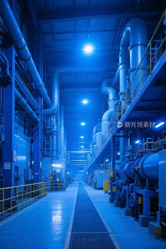 工业厂房内部夜景