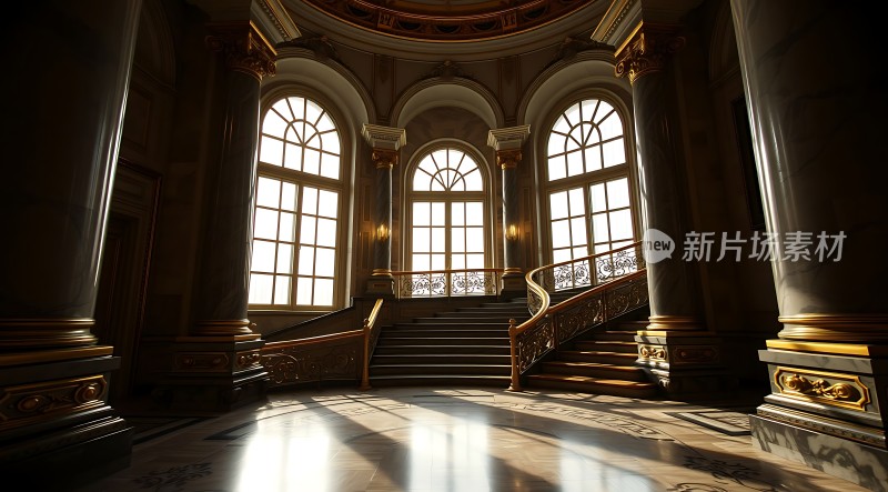 阳光下的宏伟宫殿内部