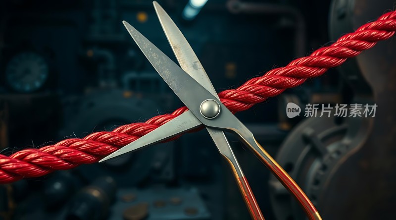剪刀剪红绳