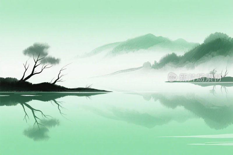 水墨山水风景插画