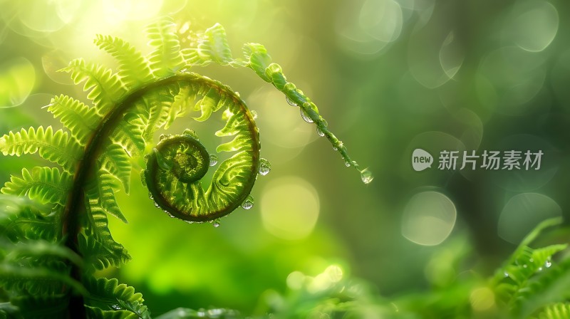 新芽破土露珠点缀生机盎然