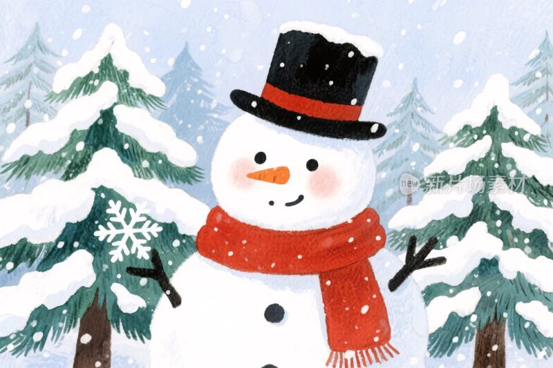 冬日雪人插画
