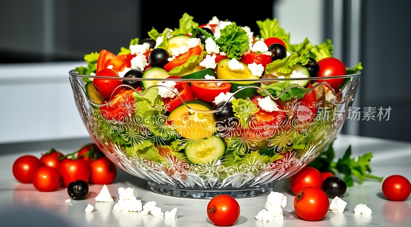 清新蔬菜沙拉色彩缤纷健康美味！