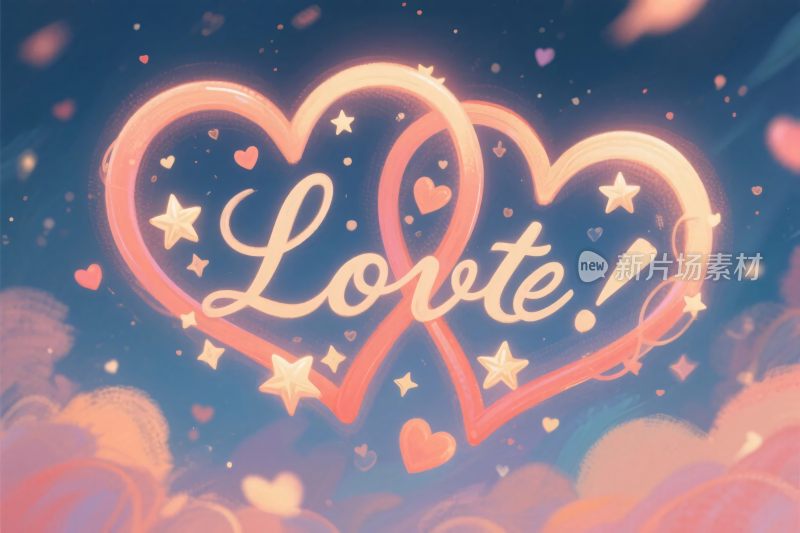 爱心爱心字插画