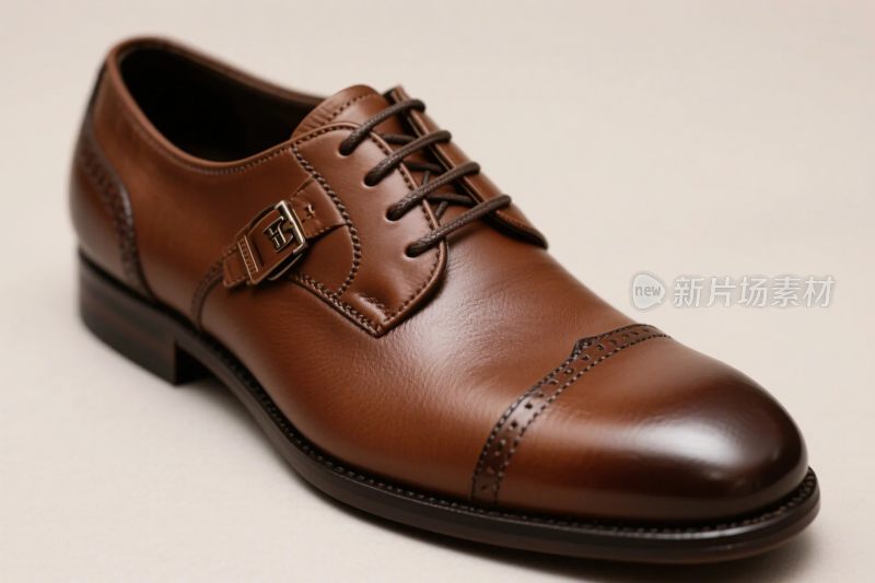 棕色真皮商务皮鞋