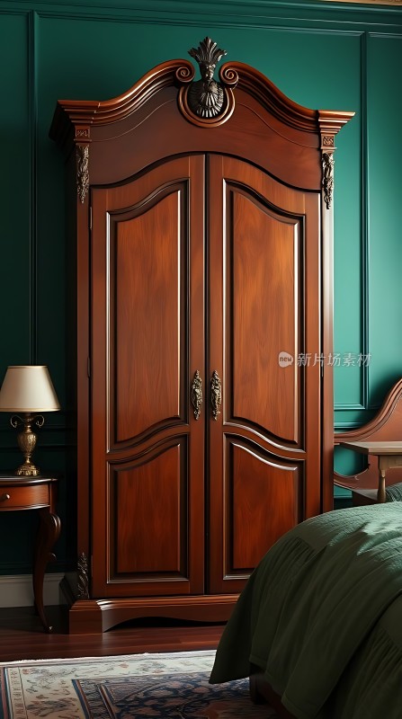 古董木制衣柜典雅卧室背景