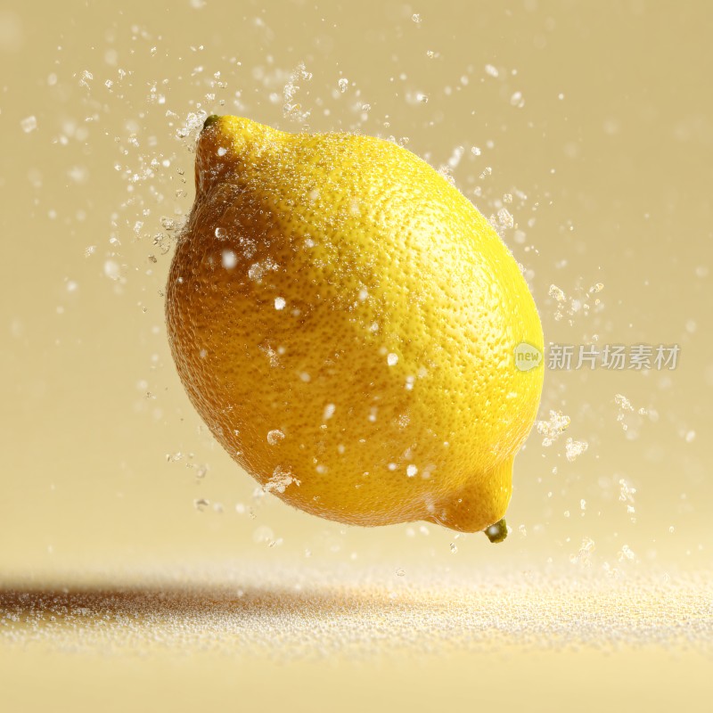 空中飞舞的新鲜柠檬