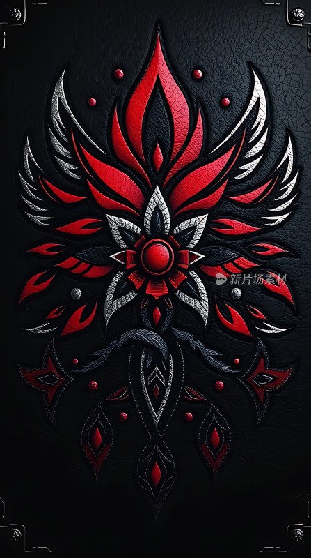 红色翅膀花朵图案