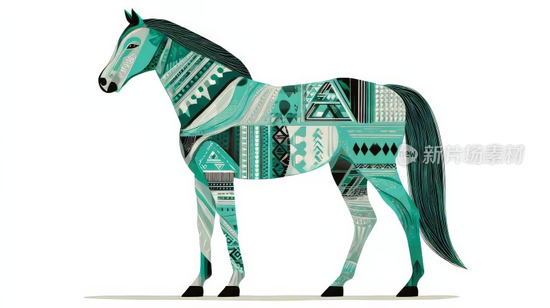 青色骏马剪纸 少数民族风苗绣苗族工艺品