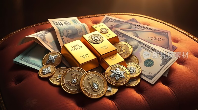 黄金与美元交织财富象征尽显
