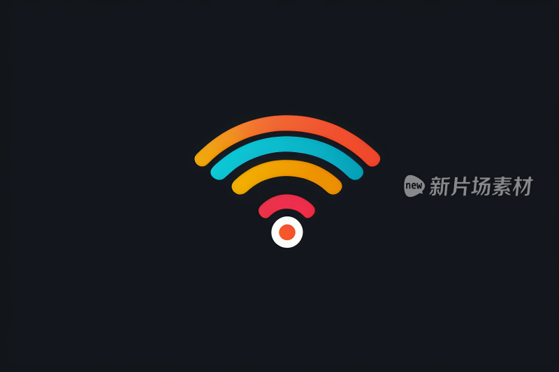 黑色背景上彩色 Wifi 符号特写图片