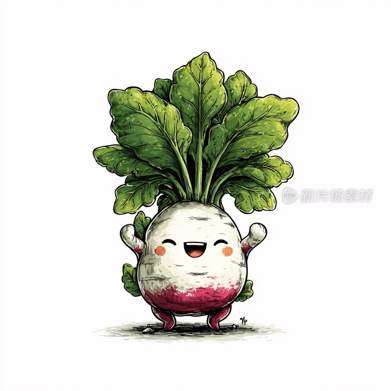 可爱拟人化萝卜插画