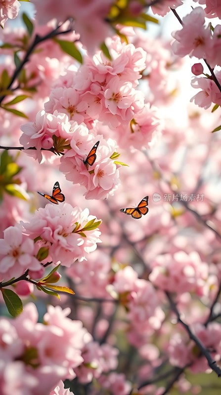 春日樱花舞蝶图