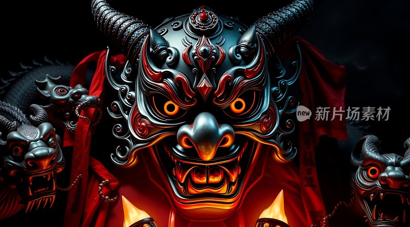 红色恶魔面具与龙