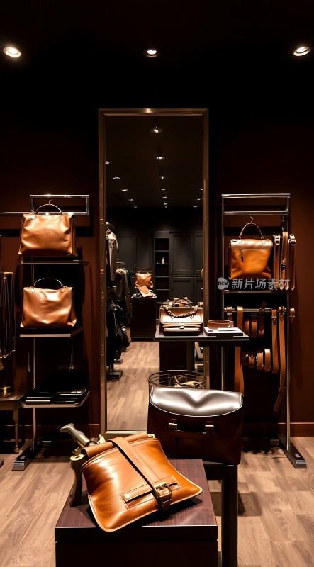 皮革制品展示高端时尚手袋陈列