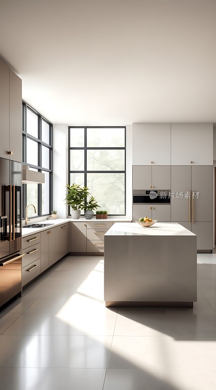 现代厨房设计简约风格自然光线充足功能齐全