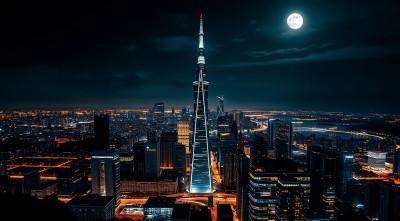 上海夜景东方明珠塔下的繁华都市 上海夜景东方明珠塔下的繁华都市