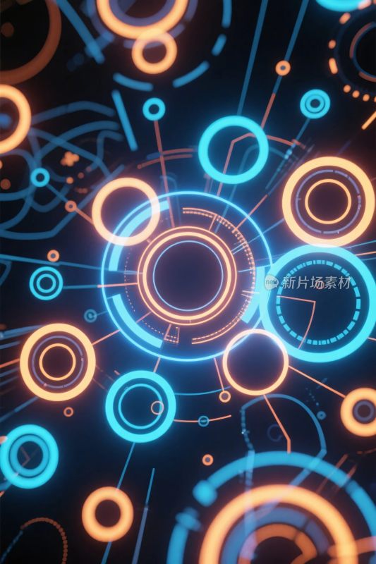 霓虹圆形科技插画