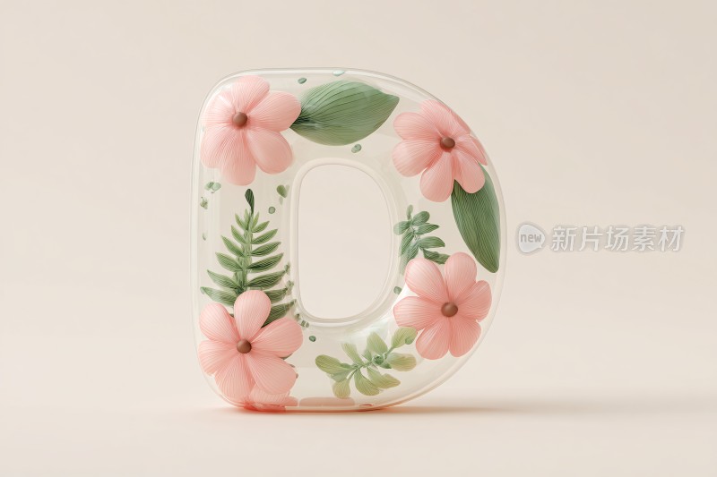 花朵装饰的字母摆件