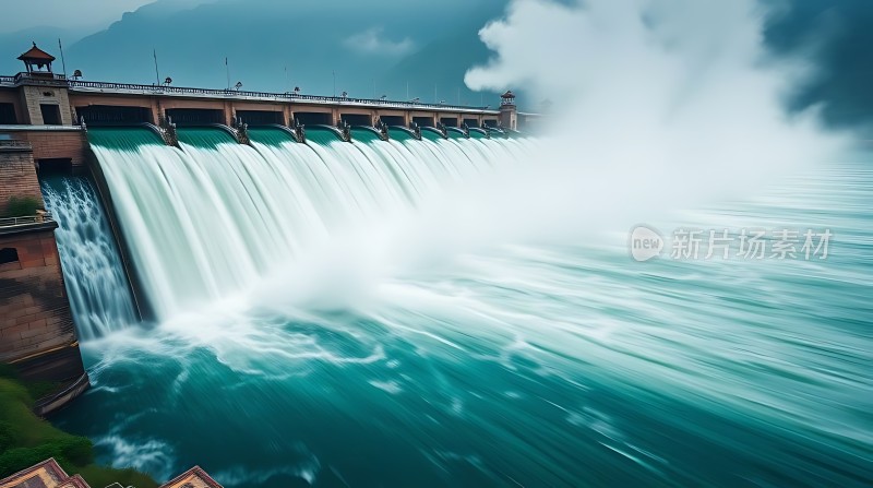 水坝瀑布壮观景象