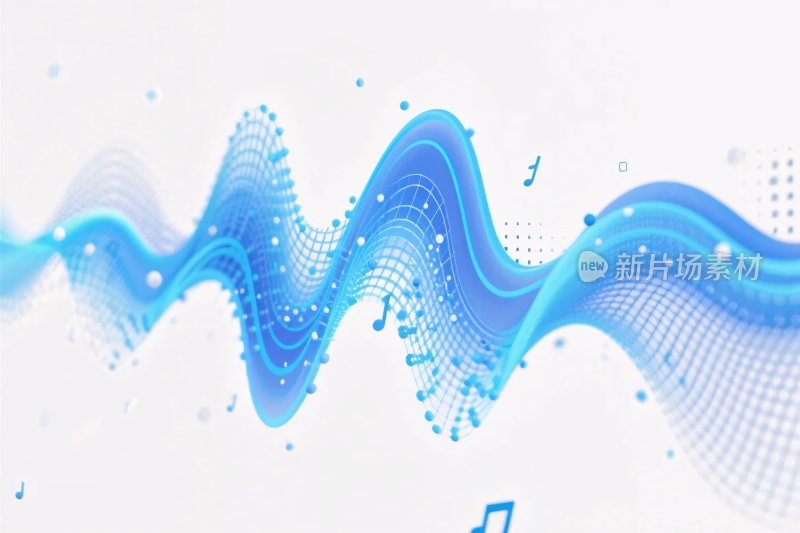 蓝色波浪音符插画