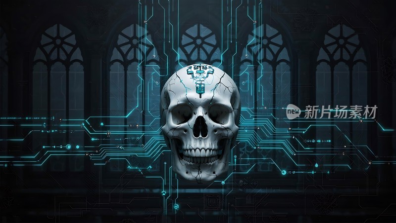 科技颅骨未来与过去的交织