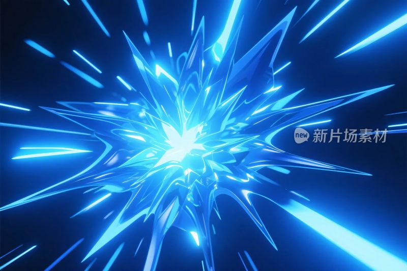 蓝色光效尖刺插画