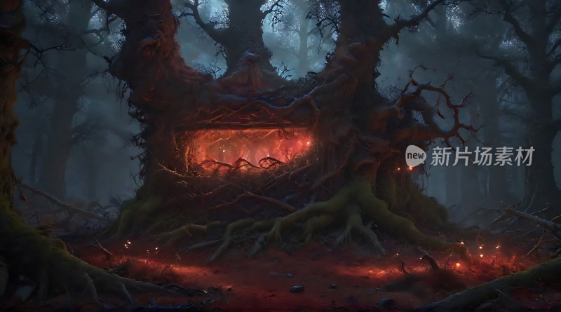 神秘森林中的古老树洞