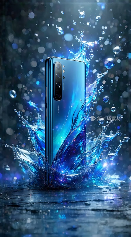 蓝光手机溅起水花