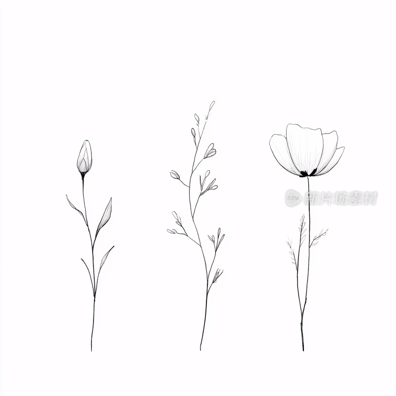 简约线条花卉插画