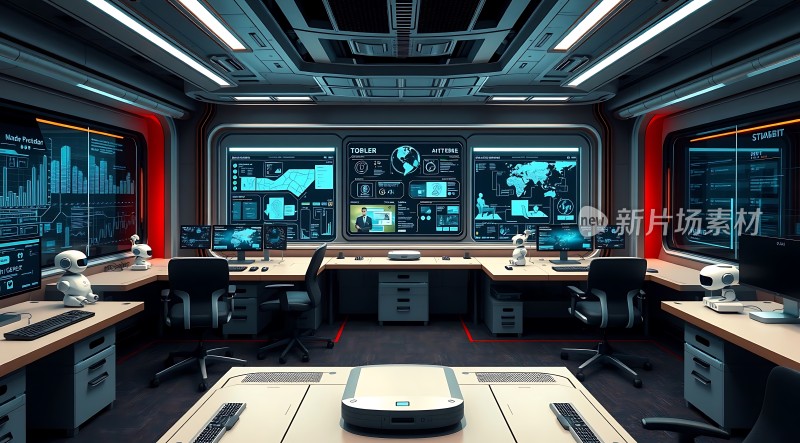 未来科技监控中心智能机器人协作工作