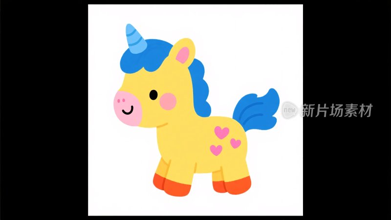 可爱小黄独角兽插画