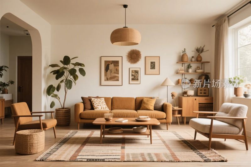 温馨暖调客厅场景