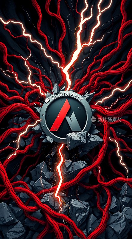 红色闪电环绕的A标志