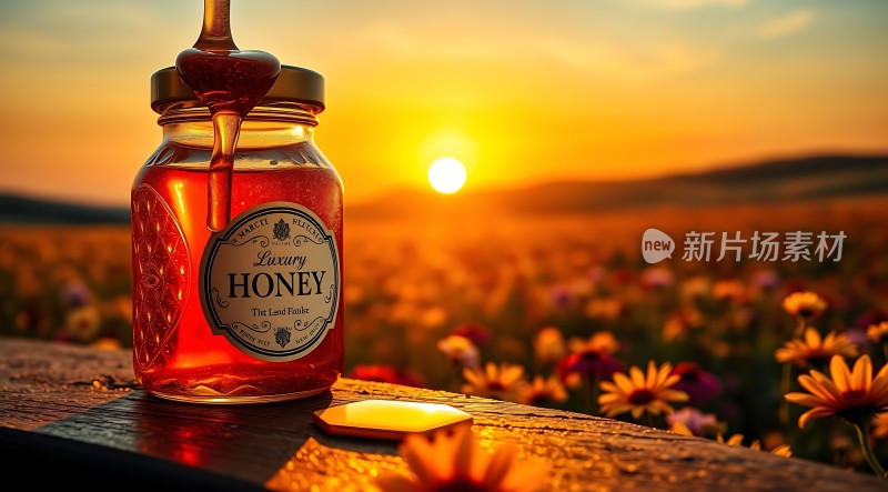 夕阳下的蜂蜜罐