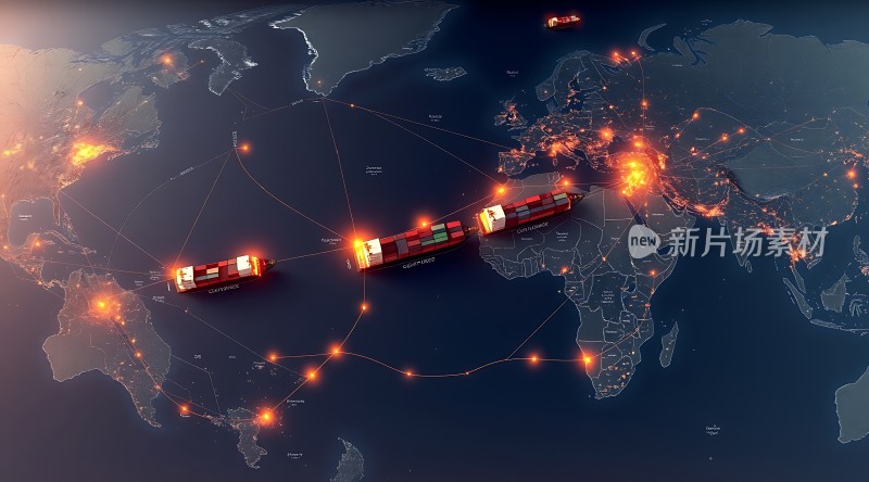 全球物流网络集装箱运输航线图