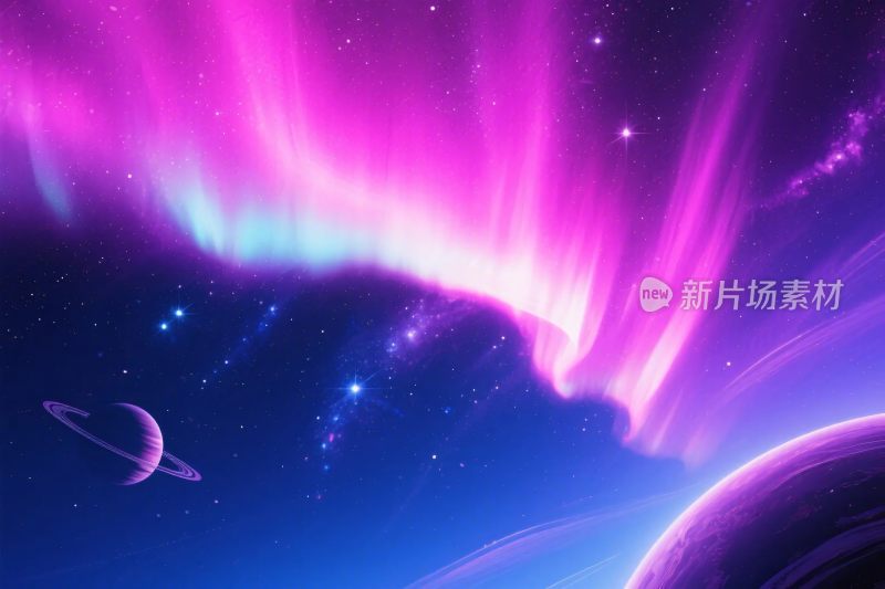 宇宙极光星空插画